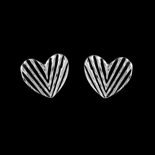 Striped Hearts Stud Earrings