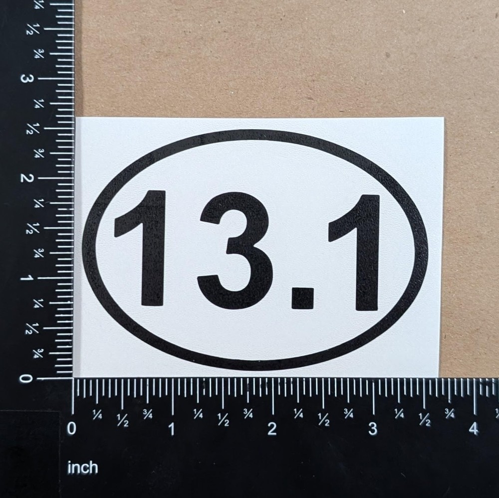 Decal 4 Pack: 13.1 Oval, Text, Number Decals -Black-Small ~3.5"