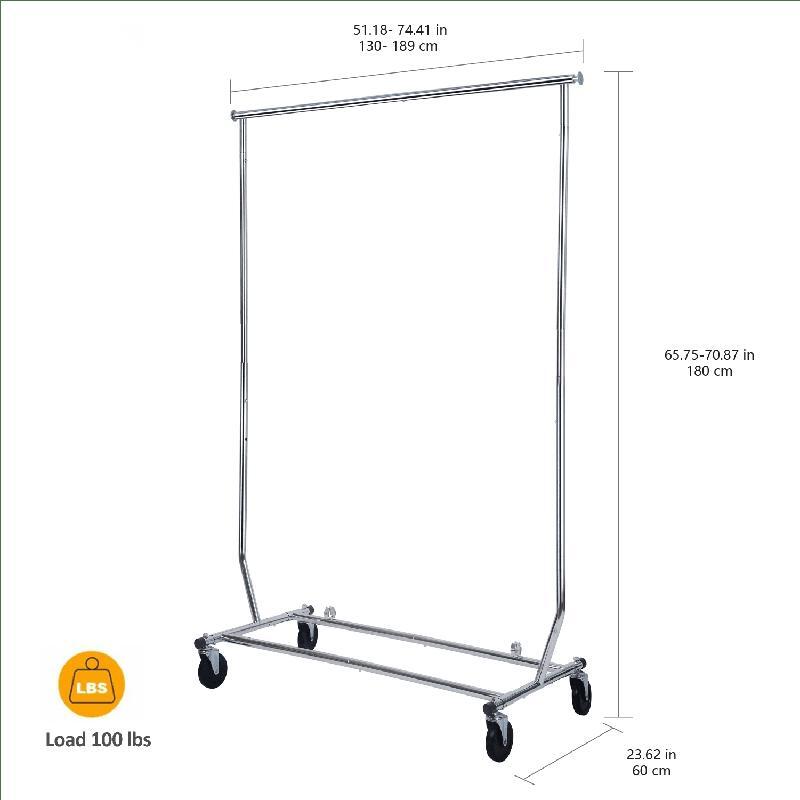 Heavy Duty Folding Adjustable Garment Rack Rolling Storage Solution 100lbs New