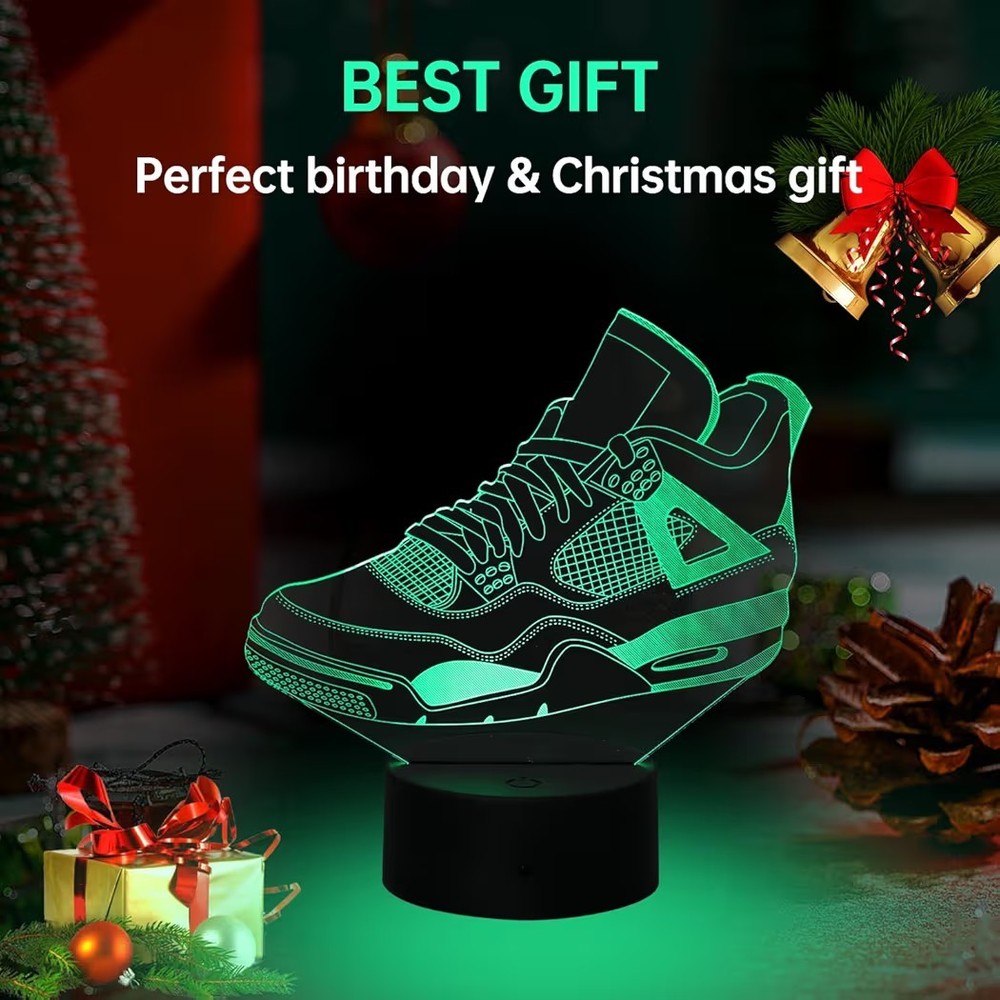3D Sneaker LED Night Light 7 Colors Changing Lamp with Remote Control Kids Decor