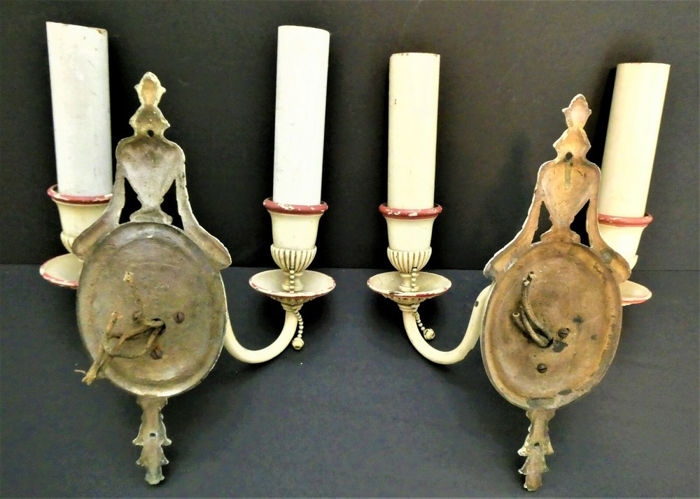 🔥Antique Pair Classical Urn Pull Chain Two-Arm Sconces. 12" Tall OFFERS WELCOME