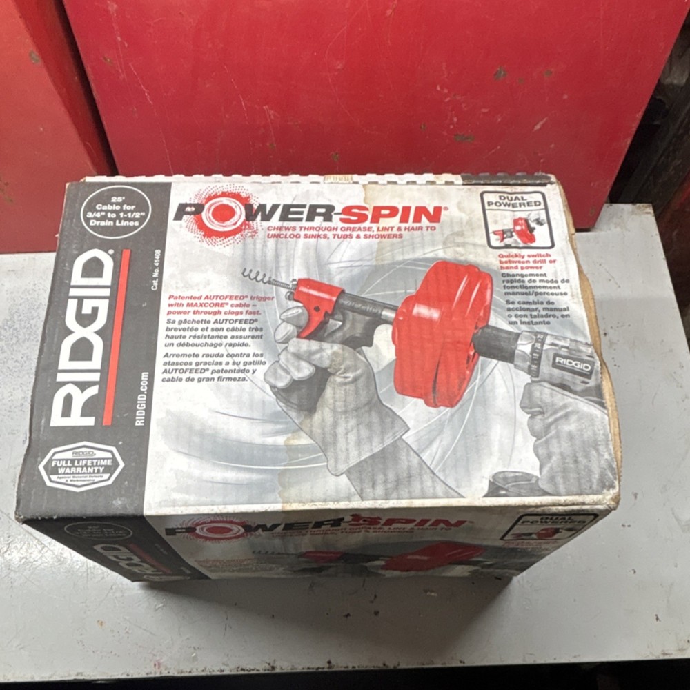 RIDGID Power Spin Drain Auger 25 ft Inner Core Cable MPN 41408