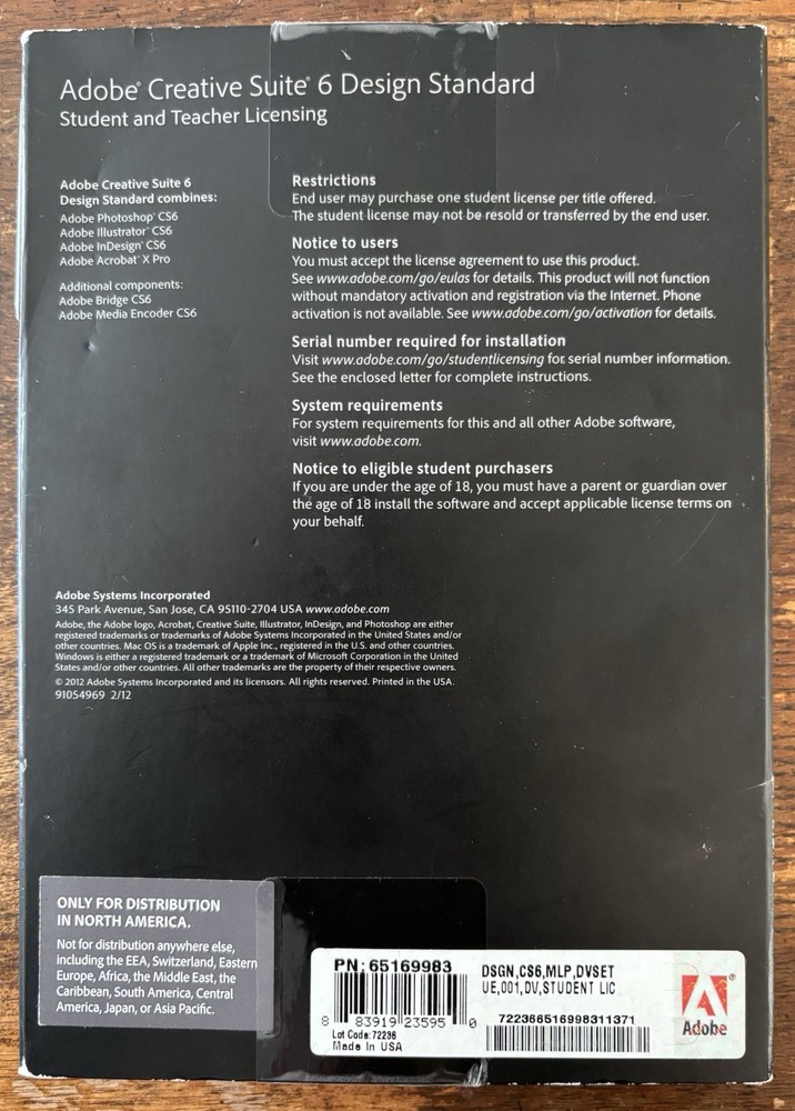 Adobe Creative Suite 6 Design Standard - Student / Teacher - Windows And Mac