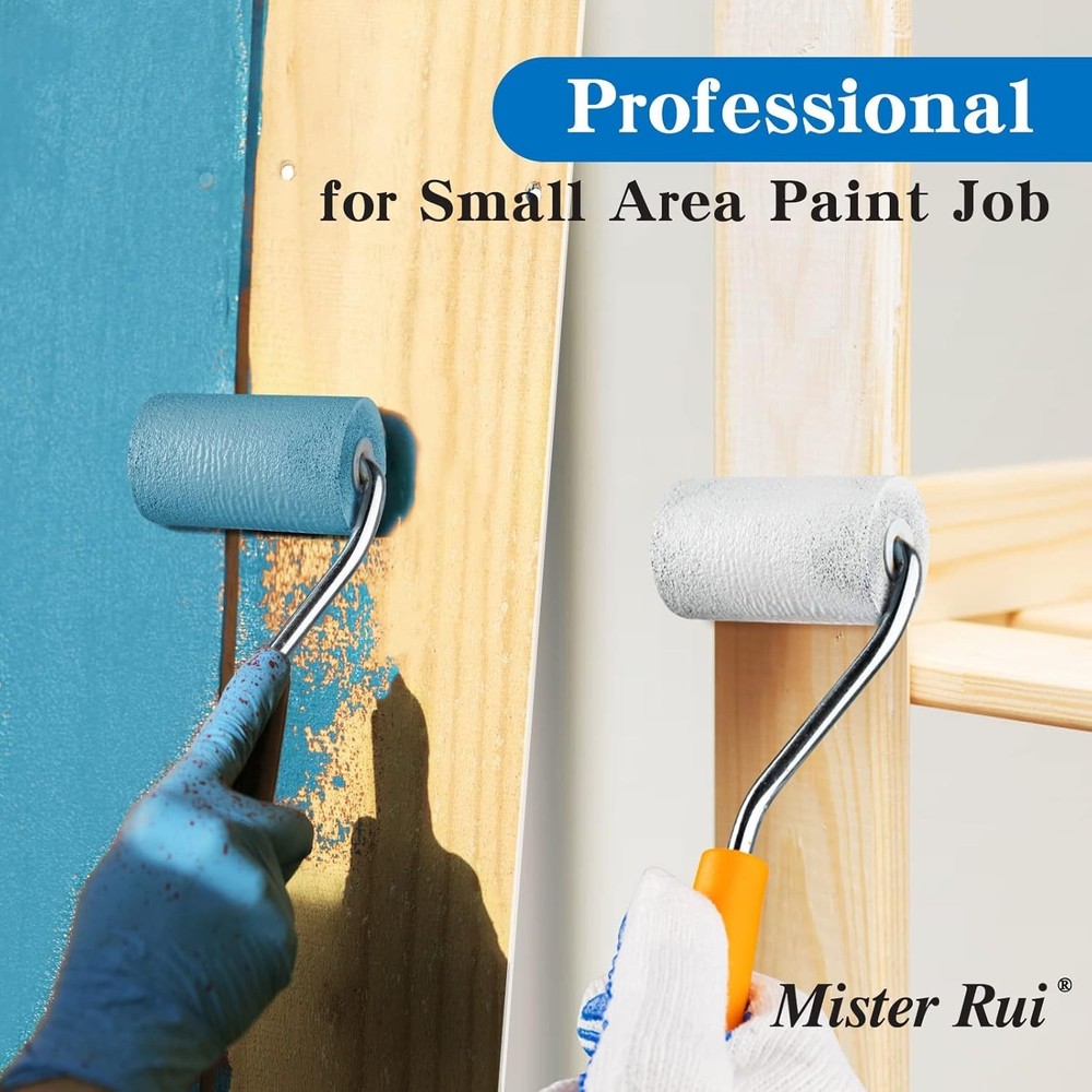 High Density Foam Paint Roller Set - Includes 2 Inch Tray & Liner, 9 Pack