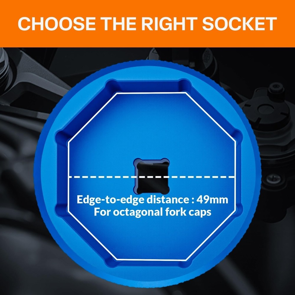 GMIPIX 49mm 8-Point Fork Cap Socket Tool Motorcycle Octagonal