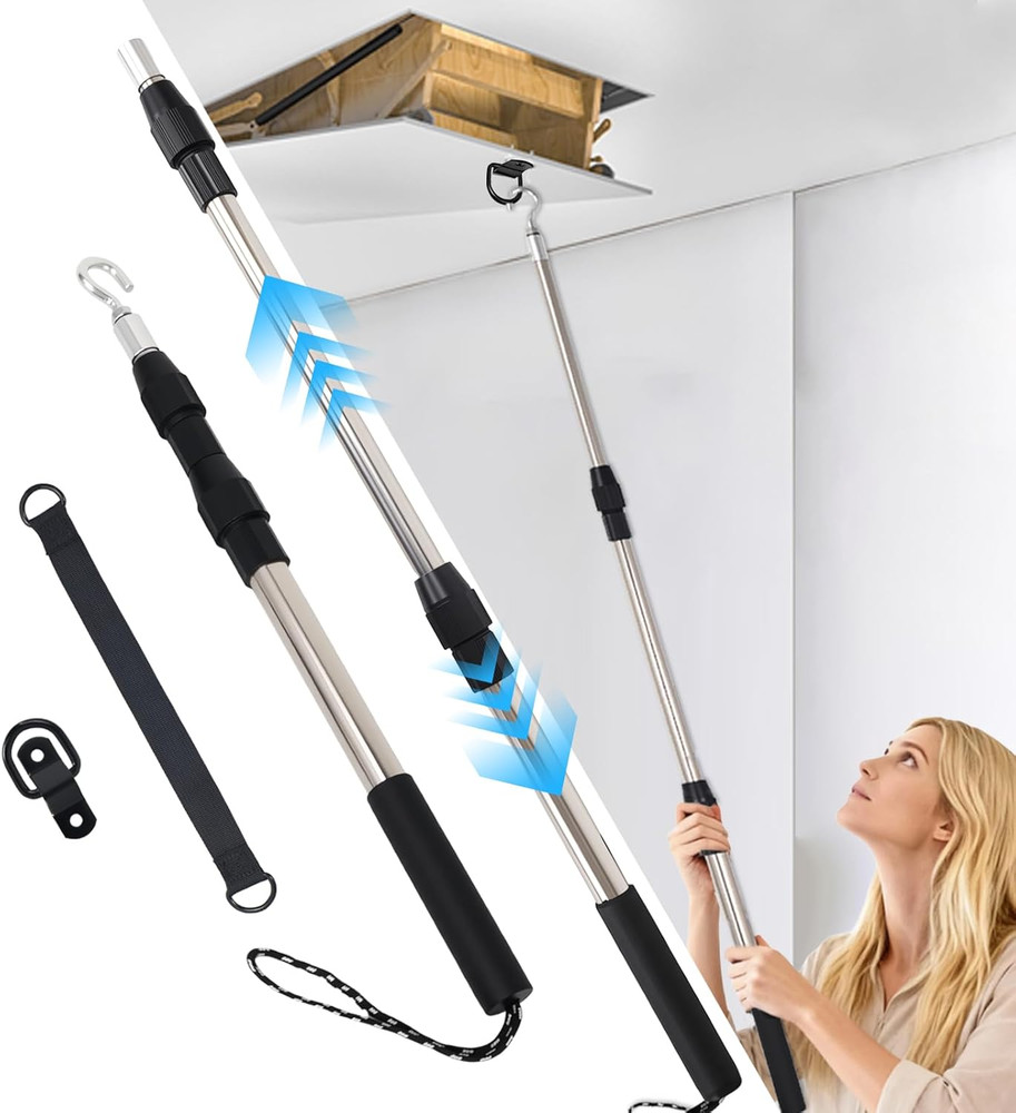 Extendable Attic Ladder Pull Down System (17.3In - 40In) with Accessories