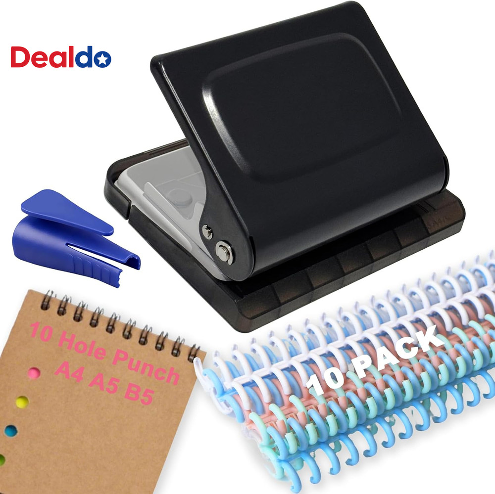 10 Hole Punch Binding Machine for Planner, Manual Binding System with 10 Multi-C