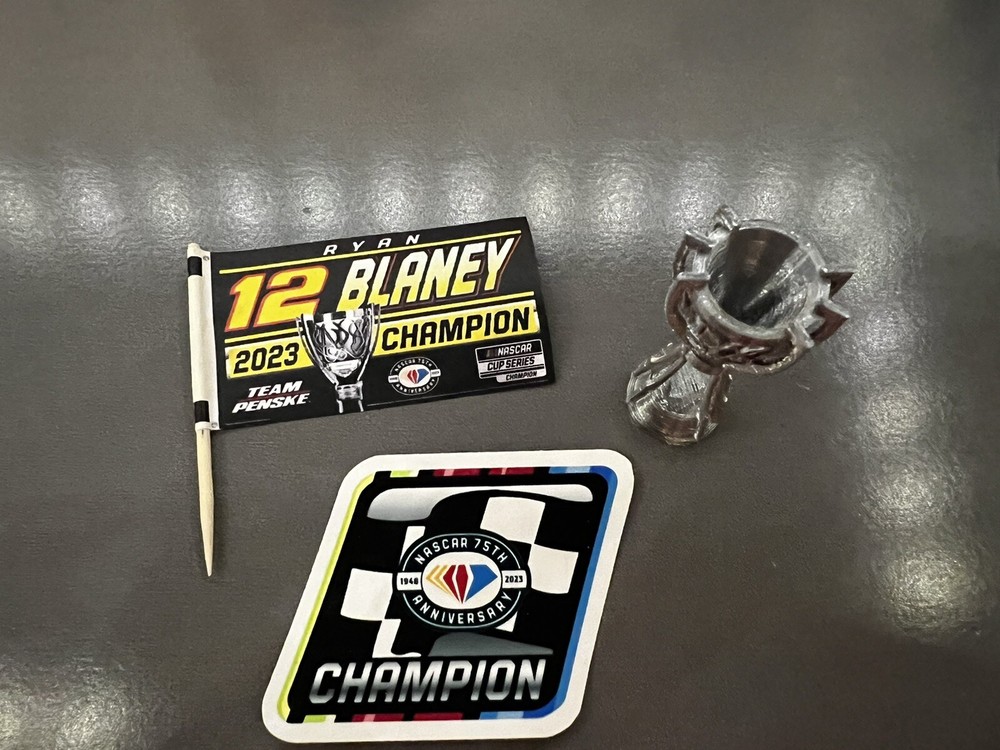 NASCAR Ryan Blaney 2023 Champion Bundle For 1/24 Diecasts Trophy Sticker Flag