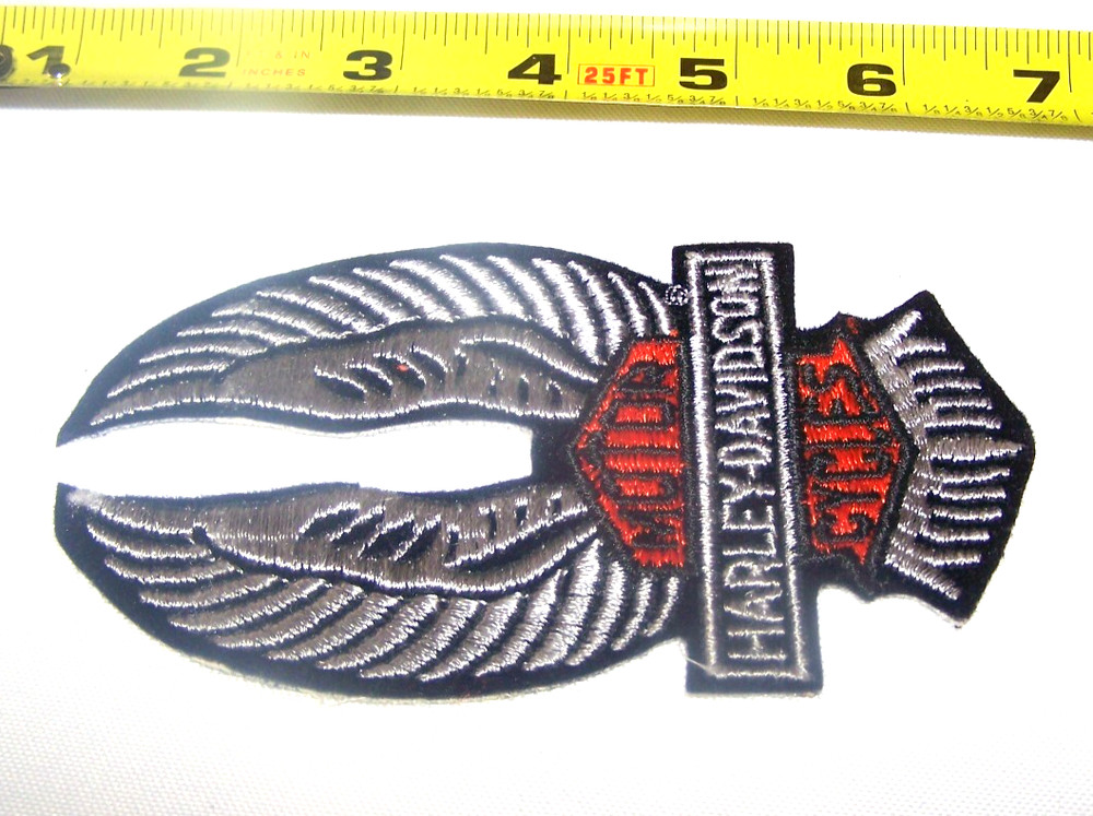 Harley Davidson Vintage Eagle Wing UP Patch Jacket HOG Bar & Shield Grey Black