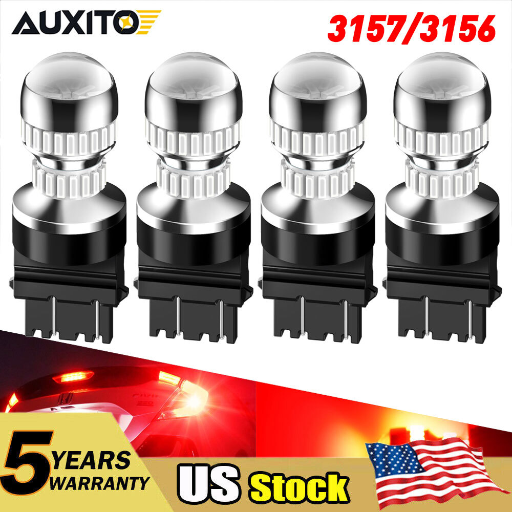 4pcs AUXITO LED Brake Stop Tail Light Bulbs 3157 3057 3357 3156 Red Turn Signal
