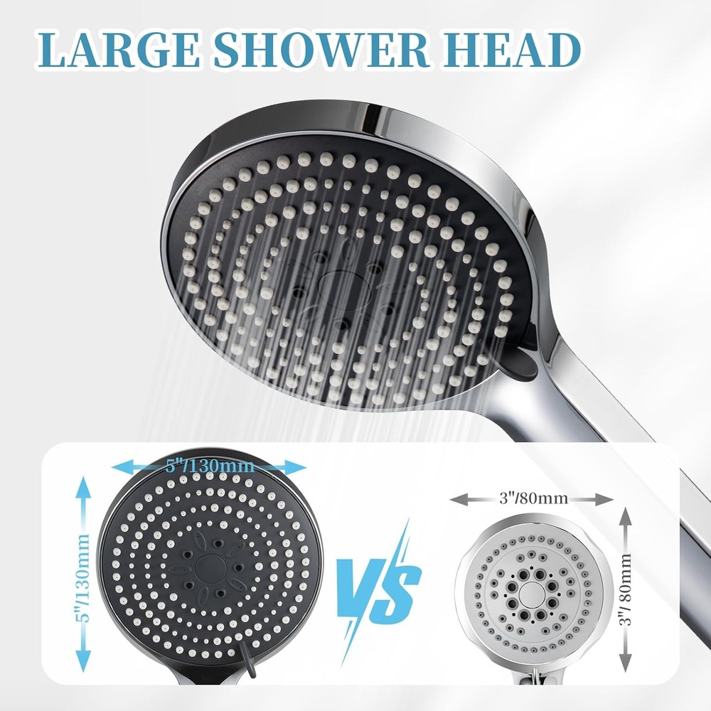 OFFO Handheld Shower Head, 6-Mode High Pressure Sprayer Chrome