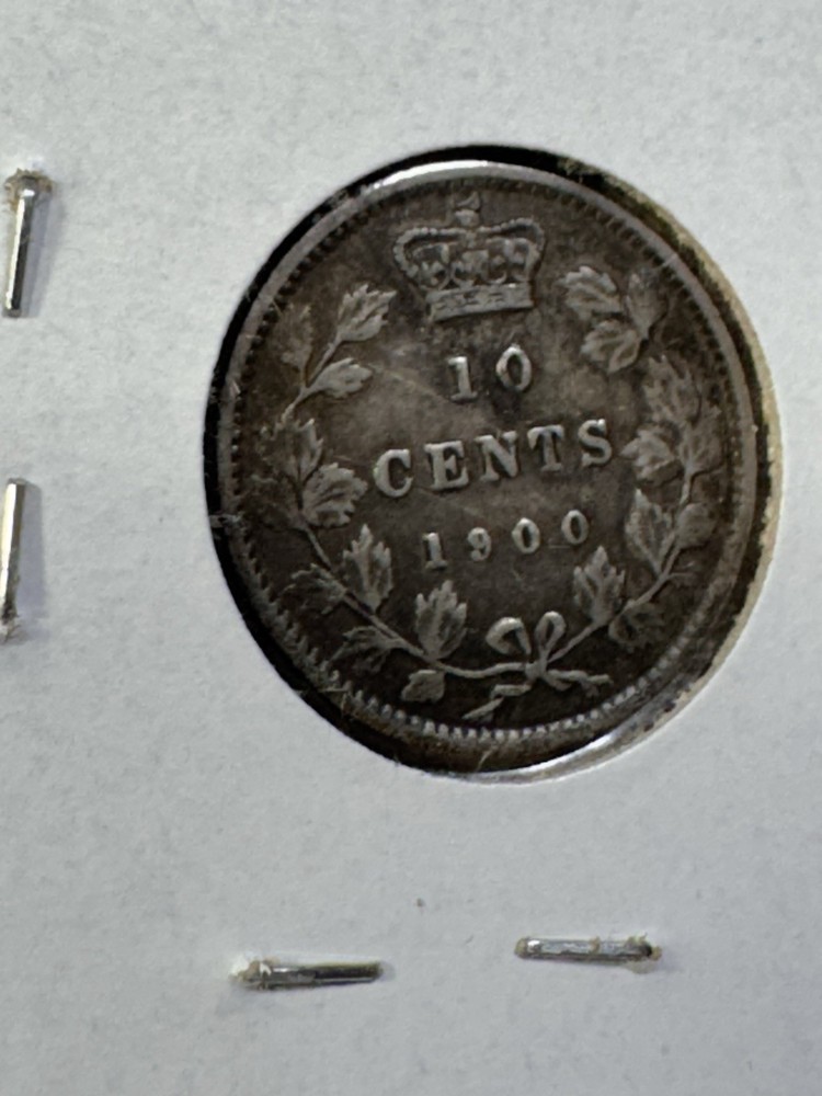 1900 Canada 10 Cents Silver Coin Scratches