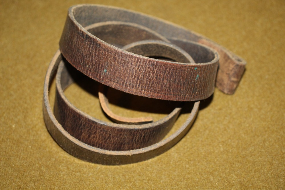 Original (Unknown) Brown Leather Rifle Sling, 55" Total Length