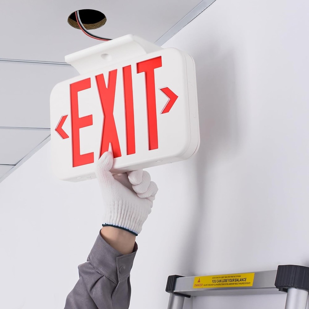 Amazon Basics LED Emergency Exit Sign, Double Face, Fire Resistant, UL Certified