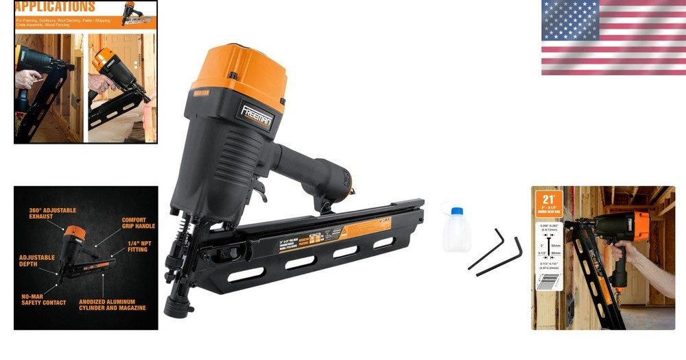 Full Round Head Nailer | Dual Mode Trigger, Depth Adjust