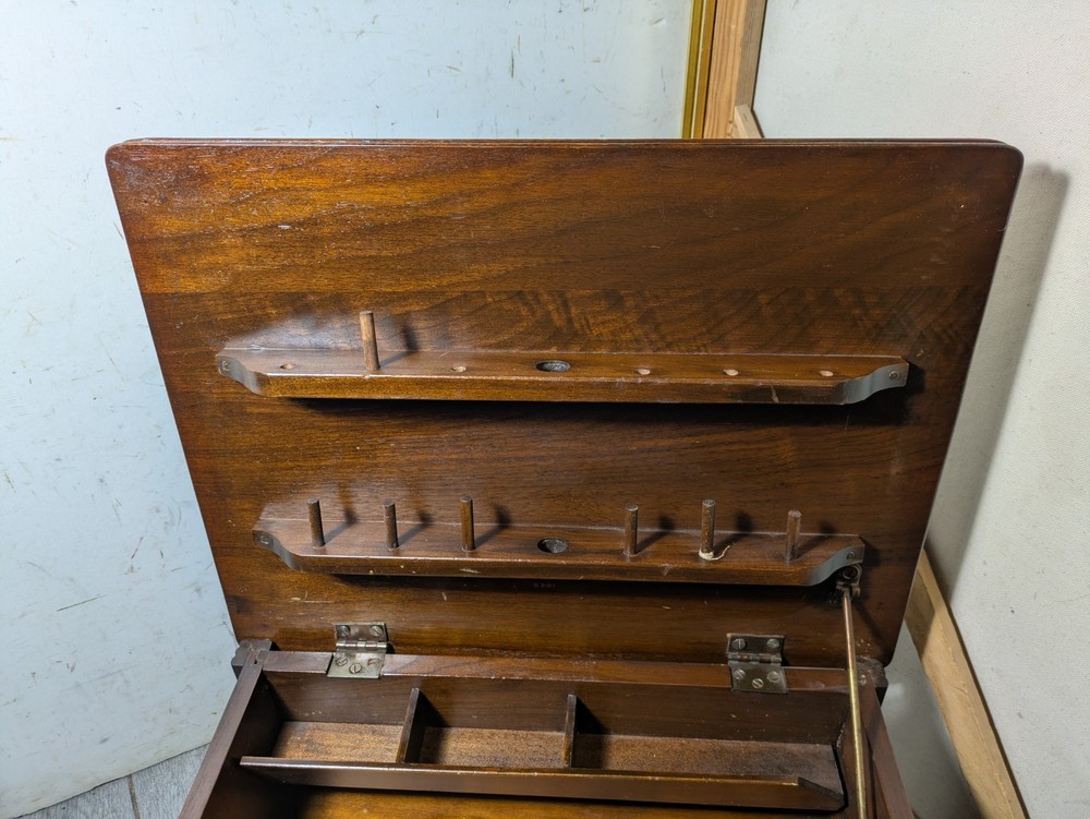Vintage Rustic Colonial Sewing Spool Cabinet Table Thread Holder Box (no legs)