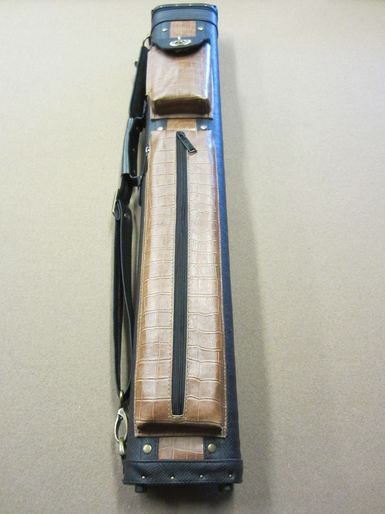 3x5 Pool Cue Case Black/Brown Croc Texture