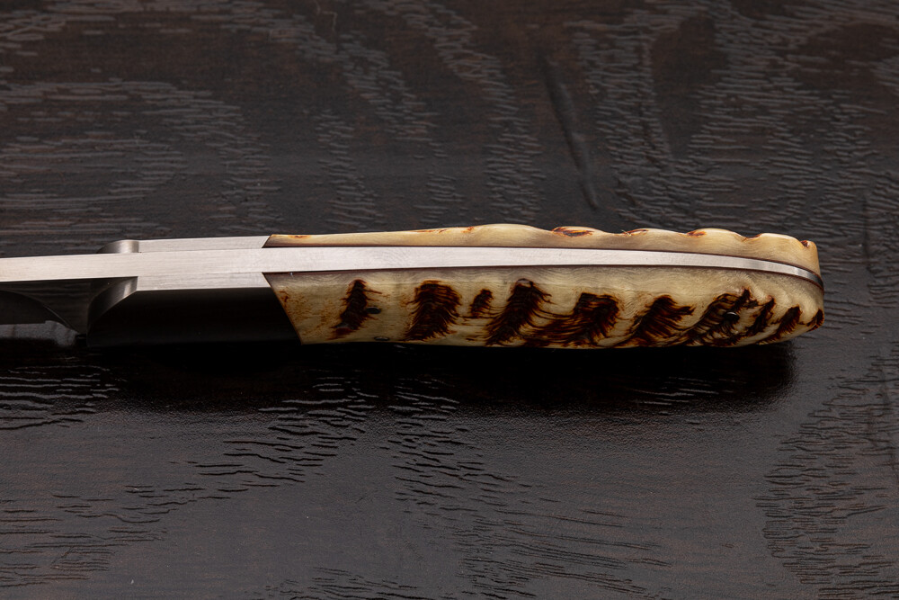 Ron Gaston Custom Fixed Blade Knife Sheep Horn, w/Sheath