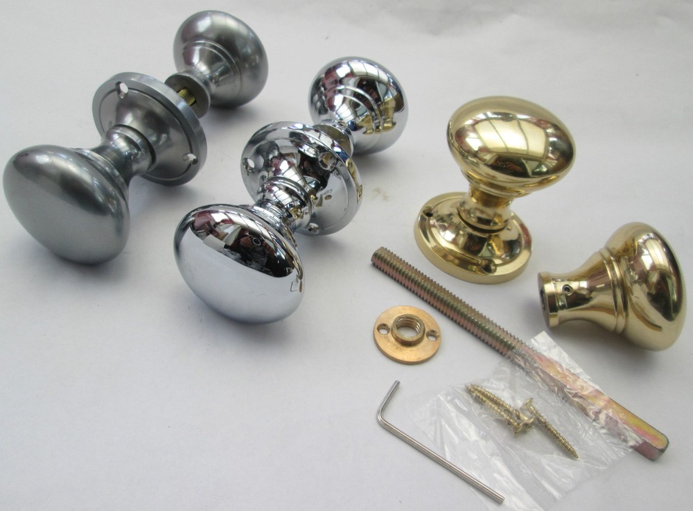 SOLID BRASS - Victorian rim lock door pull handles knobs