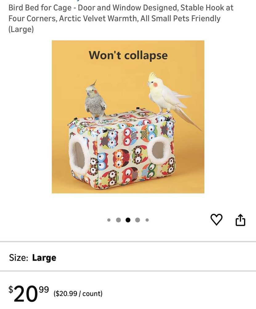 Bird Bed For Cages. One Bed