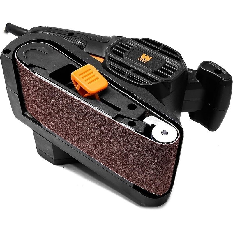 6.3A Variable Speed Belt Sander 80 Grit Lock On Switch Compact Design 6lb New