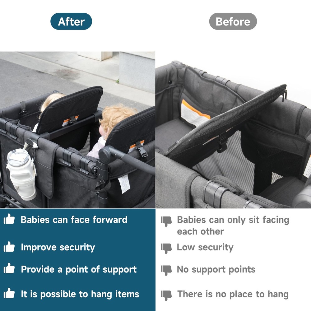 Forward-Facing Seating Stroller Wagon Support Bar For Wonderfold W4 Elite/Luxe