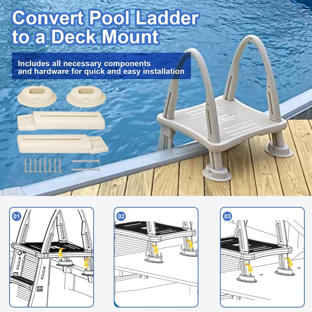 CK7200 Deck Mount Conversion Kit for Above Ground Pool Ladder Accessory Beige