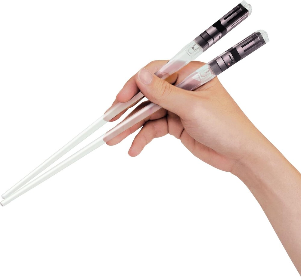 Cylindrical Light-Up Chopsticks - 2 Red & Blue Sets with Easy Battery Change
