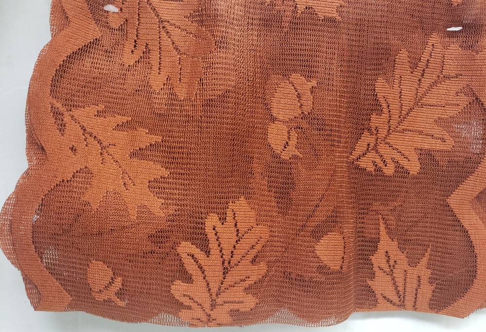 Thin Lace Fabric Table Runner (13"x72") FALL, BROWN RUST LEAVES & ACORNS, HL