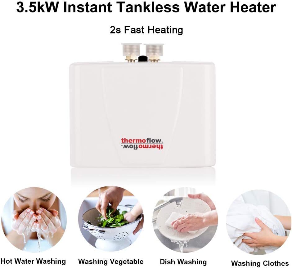 Thermoflow 110~120V Mini Tankless Water Heater Electric Point of Use Instant Hot