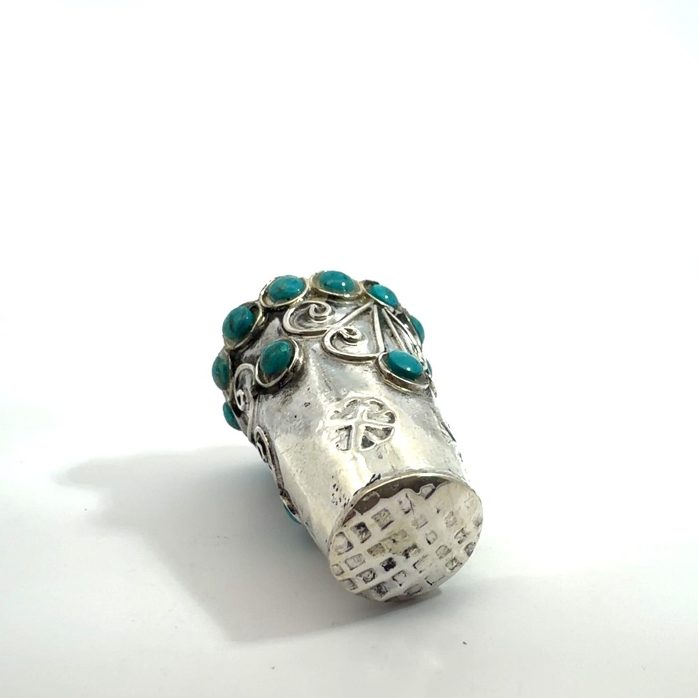 Sterling Silver and Turquoise Sewing Thimble