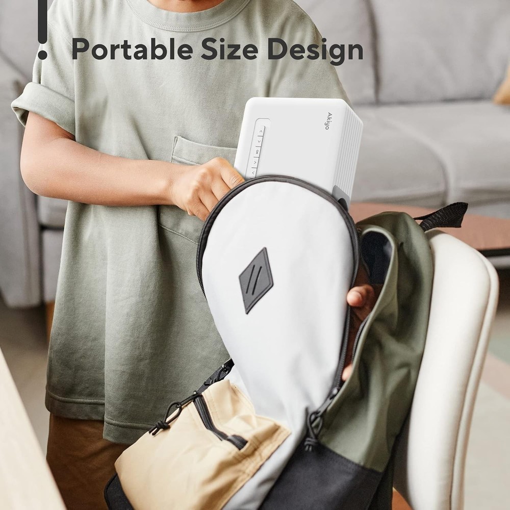 AKIYO O1 Mini LED Portable Projector with Projector Stand iOS/Android HDMI/PS5