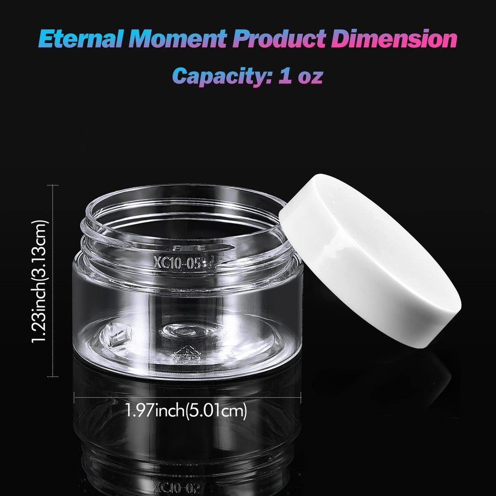 36 Pack 1 OZ Plastic Round Jars w/ White Lids for Lotion/Ointment/Makeup/Samples