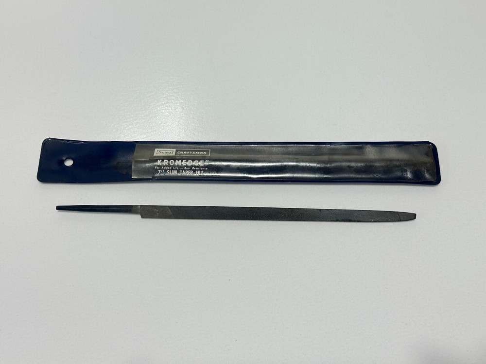 Vintage Craftsman Tools USA 9 31273 KROMEDGE 7” Slim Taper Triangular File, Case