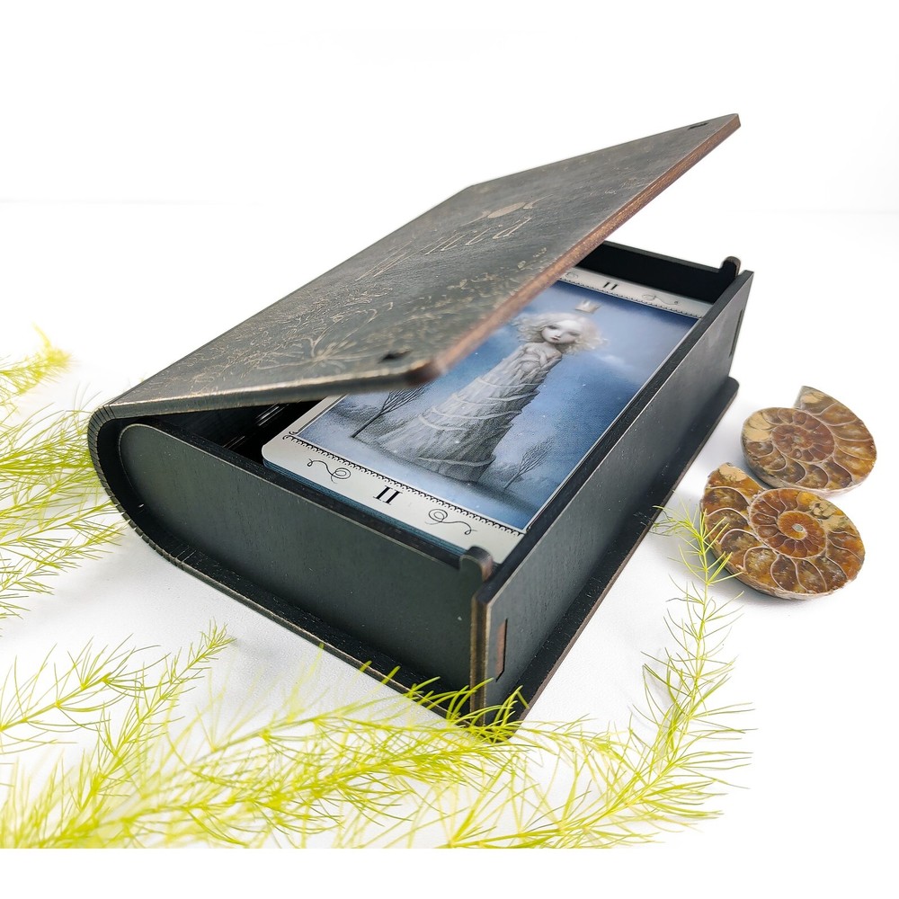 Wicca tarot card box, Oracle card deck, Witch deck box, Wiccan storage box