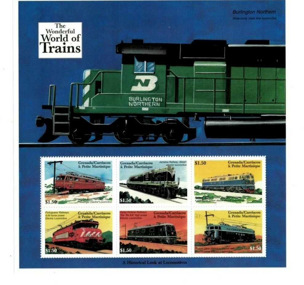 Grenadines 2000  - Trains - Sheet of six  - MNH