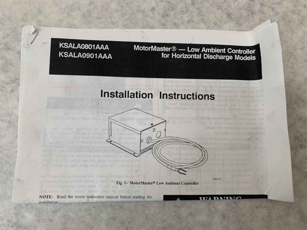 MotorMaster KSALA0901AAA Low Ambient Controller for Horizontal Discharge
