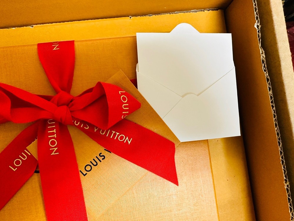 Louis Vuitton Gift Box Small Authentic 6.5*2.5” Empty Red Ribbon Envelope 7p Set