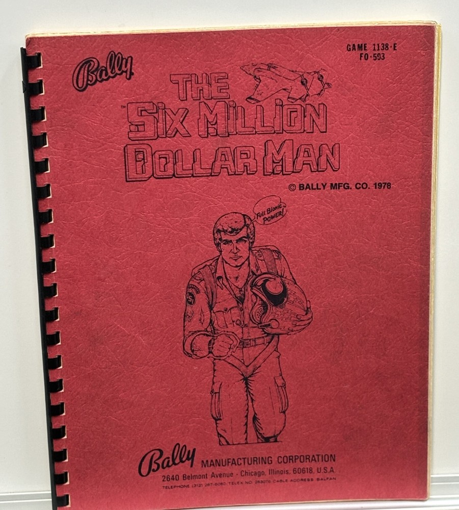 ORIGINAL-BALLY-THE SIX MILLION DOLLAR MAN-INSTALLATION & OPERATION INSTRUCTIONS