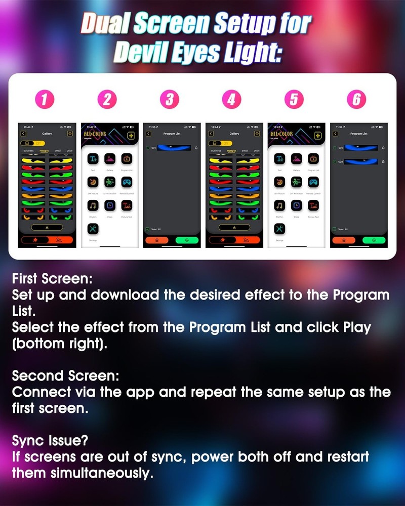 Devil Eyes Light for Windshield: 23.4"x4.7" Programmable LED Signs with APP &...