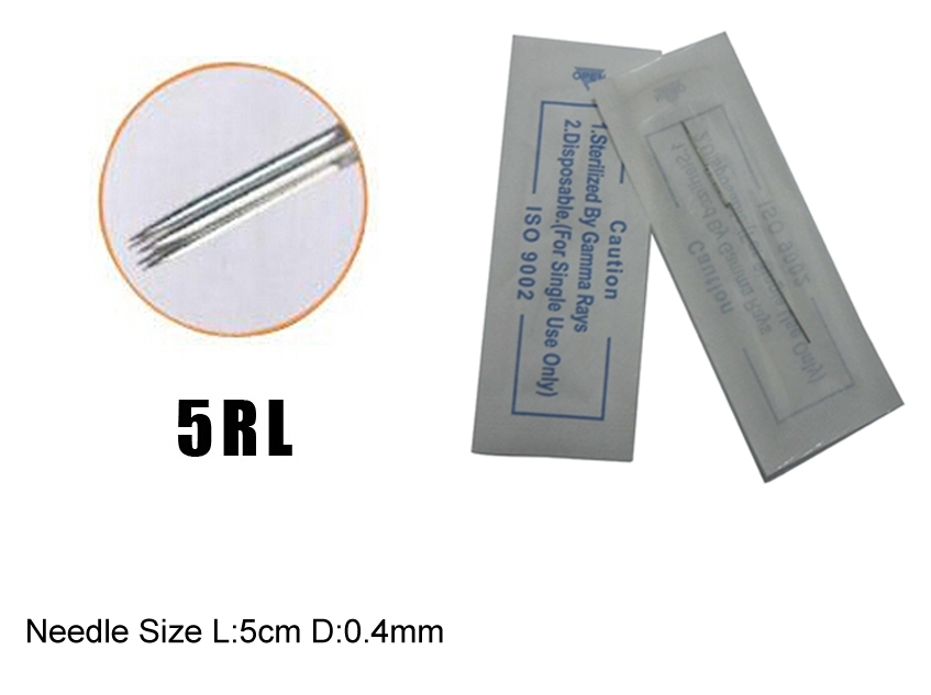 100pcs 5RL permanent tattoo makeup machine needle for eyebrow with 20 pc ink cup