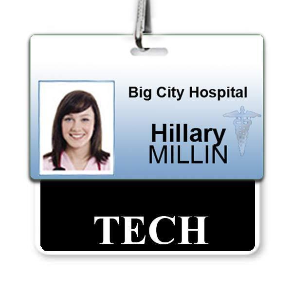 TECH Horizontal Badge Buddy with Black Border - Technician Hospital ID Backer