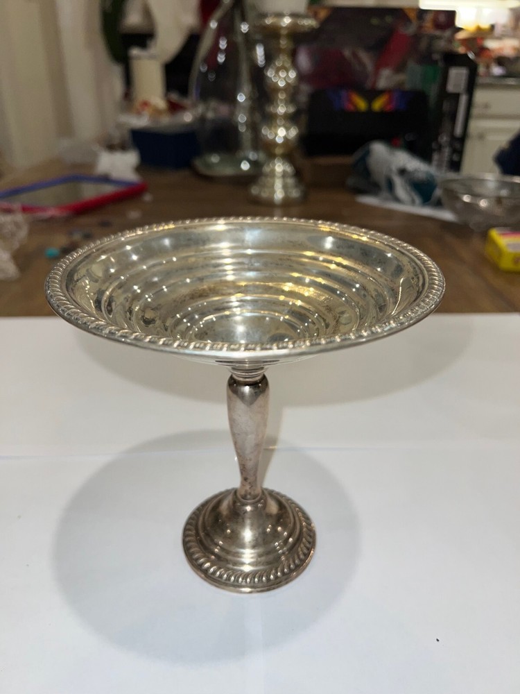 Antique Empire Sterling Silver Weighted Base Compote