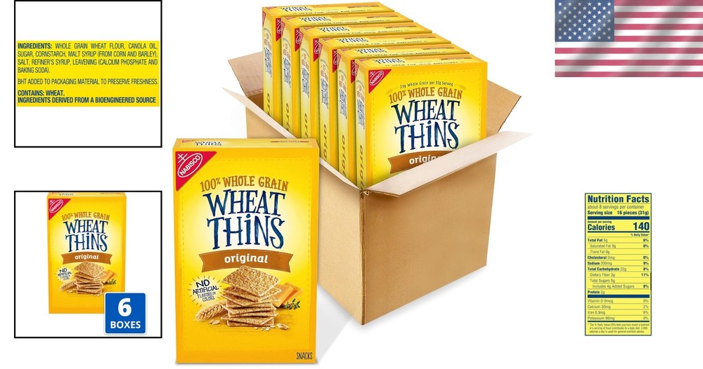 Snacks, Whole Grain Crackers, 6 Boxes, 51 oz-