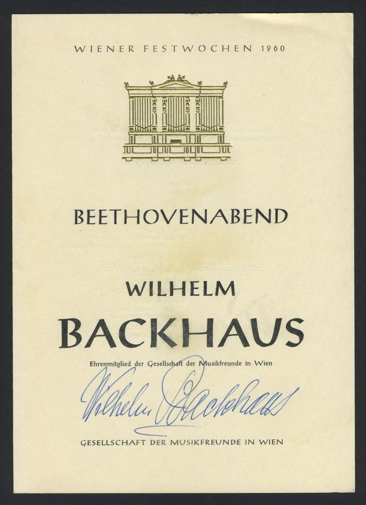 Willhelm BACKHAUS (Pianist): Signed Program