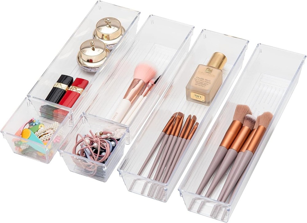 10 Piece Clear Plastic Drawer Organizers