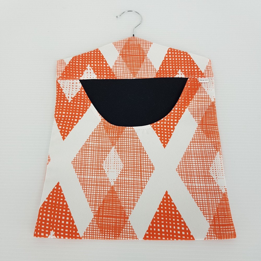 Peg Bag Handmade Orange White Diagonal Print Lined Laundry Clothes Peg Holder