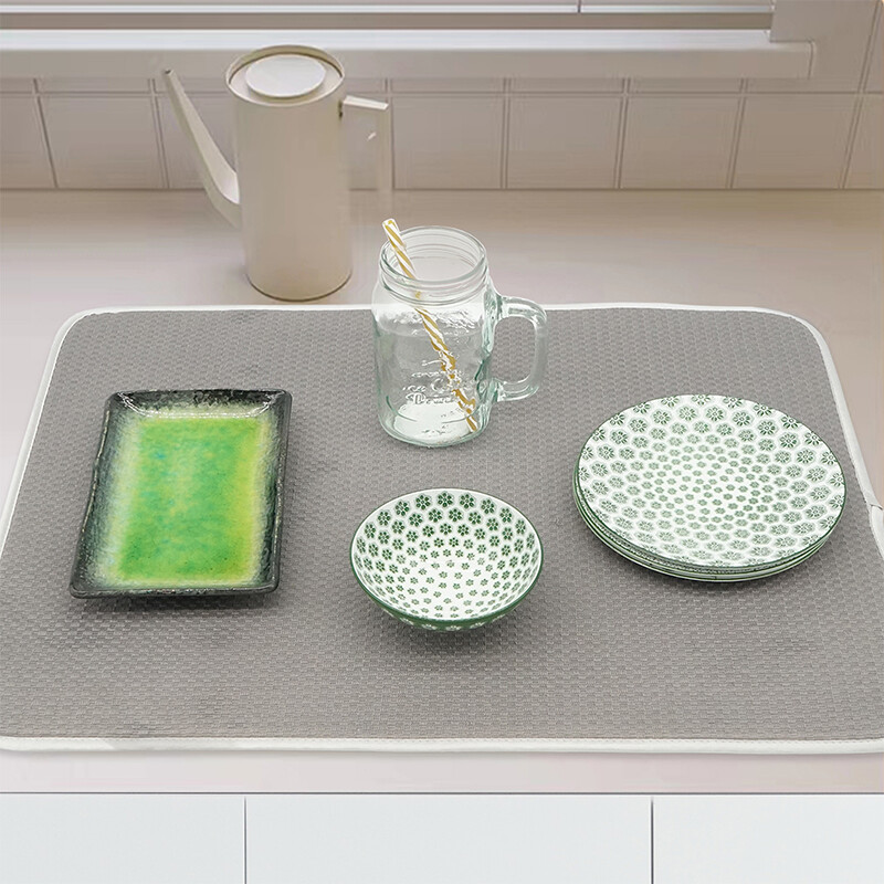 Dish Mat Drying Kitchen Mat 24" x 18" Reversible Microfiber Dish Drying Mat