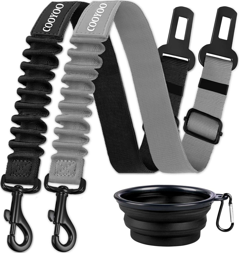 Dog Seat Belt,3 Piece Set Retractable and Harness Adjustable.