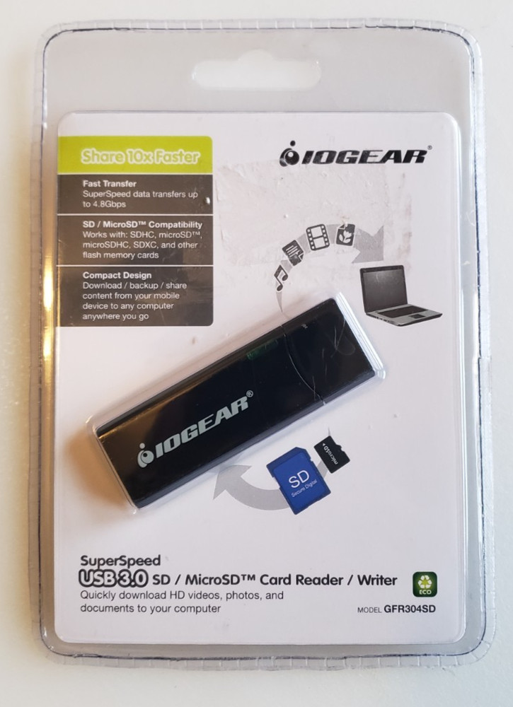 Iogear USB 3.0 sd/ MicroSD Card Reader/ Writer